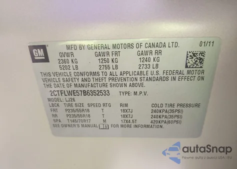 2011 GMC Terrain Slt-2 из США, поврежденный, VIN 2CTFLWE57B6352533